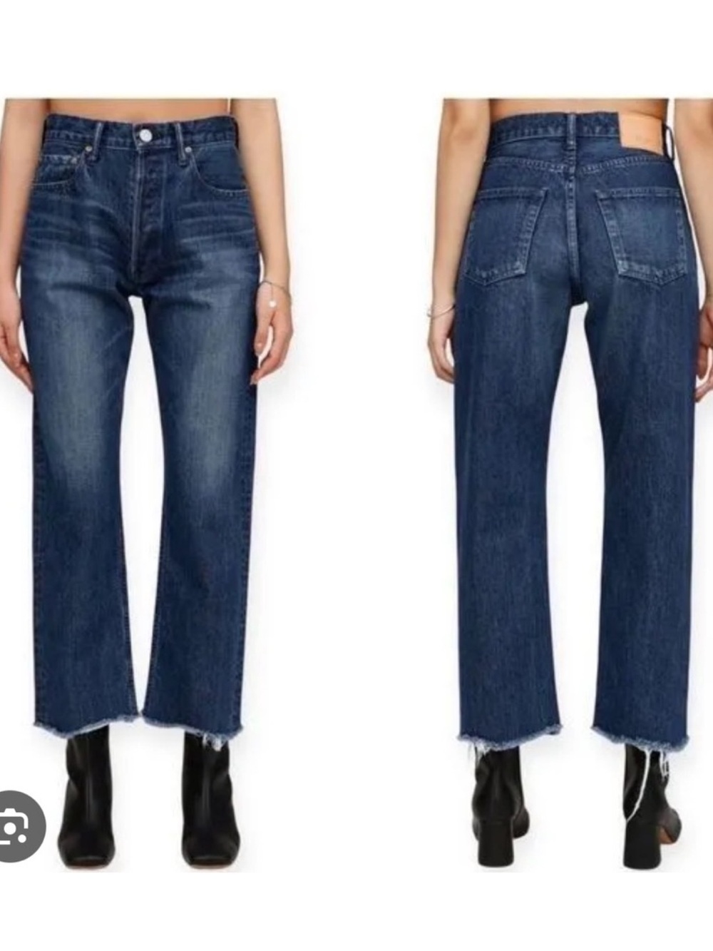 MOUSSY Vintage capac wide straight cropped jeans in blue 28 button fly salvaged